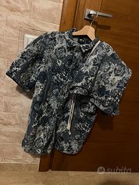 Completino corto estivo blu fantasia fiorato