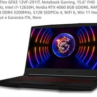 Msi thin gaming i7 rtx 4060 8gb 16gbram 512ssd
