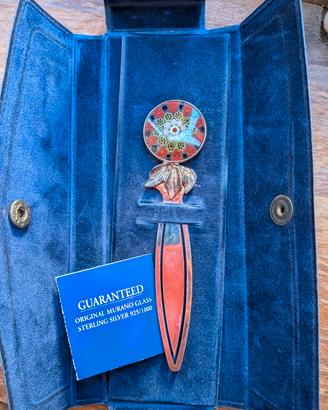 Segnalibro in vetro di Murano e argento 