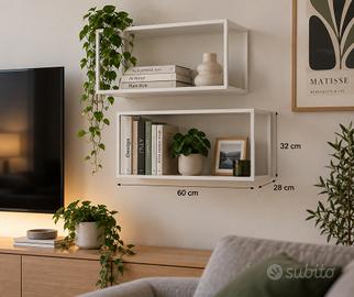 2 mensole a parete design moderno – 60×28×32