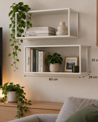 2 mensole a parete design moderno – 60×28×32