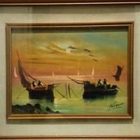 quadro dipinto barche mare euro 10 