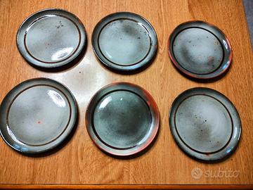 6 piatti in ceramica artistica anni '60 vintage