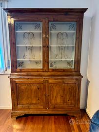 Credenza-vetrina d’epoca a due corpi stile Liberty
