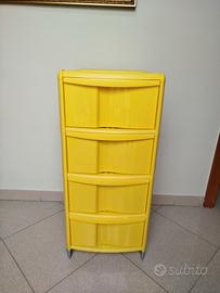 Cassettiera salva spazio in plastica con 4 cassett