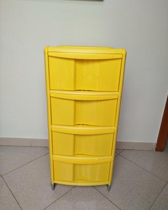 Cassettiera salva spazio in plastica con 4 cassett