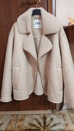 Giacca Zara ZW Double-Faced beige effetto montone