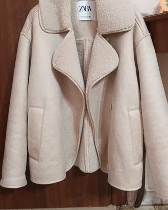 Giacca Zara ZW Double-Faced beige effetto montone