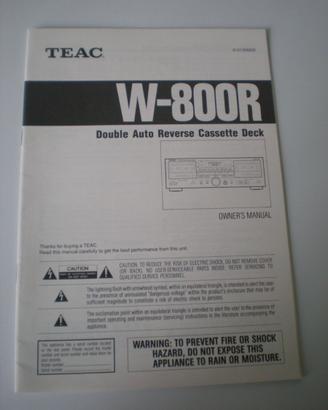 MANUALE ISTRUZIONI PIASTRA CASSETTE TEAC W-800R
