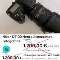 MACCHINA FOTOGRAFICA
NIKON D7100+REGALi OBIETTIVO 