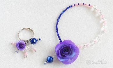 Bracciale e anello in cristalli trasparente