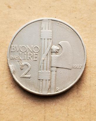 2 lire buono 1927 Vittorio Emanuele III 