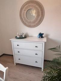 Cassettiera con 3 cassetti, mordente bianco,