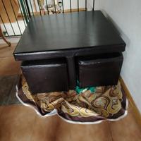 tavolo e 4 sedute similpelle nero