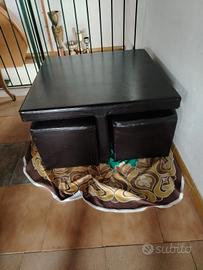 tavolo e 4 sedute similpelle nero