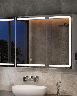 Specchio bagno led con armadietto 