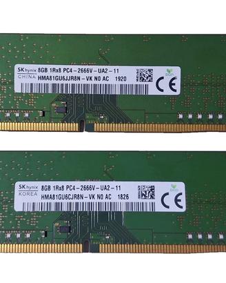 RAM DDR4 16Gb (2x8Gb) UDIMM 2666Mhz marca SK Hynix