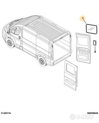 Vetro porta posteriore dx Peugeot Boxer Citroen
