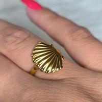 Anello in acciaio inossidabile dorato, conchiglia