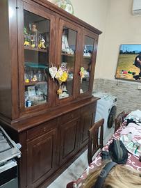 Dispensa con cristalliera in rovere