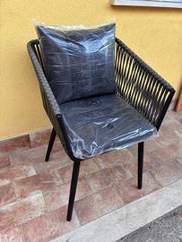 Sedia Poltrona da Giardino con Cuscini - Nuova