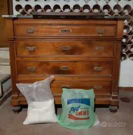 Mobile vintage comò con specchio e piano in marmo