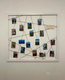 Cornice porta foto in legno e corda