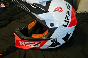 Casco cross LS2 MX437 FAST BLOCK Bianco Rosso