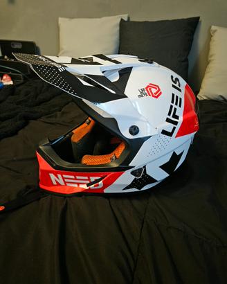 Casco cross LS2 MX437 FAST BLOCK Bianco Rosso