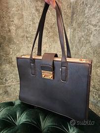 Borsa grande Carpisa elegante nera e bianco panna