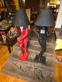 COPPIA DI LAMPADE UOMO-DONNA STILE ART NOUVEAU