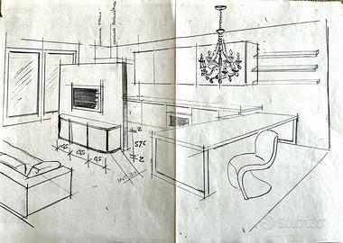 Cucina moderna completa di elettrodomestici
