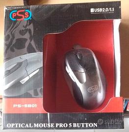 MOUSE OTTICO 5 TASTI CON FILO USB