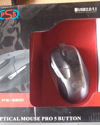 MOUSE OTTICO 5 TASTI CON FILO USB
