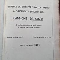 Libro tabelle dati di tiro cannone 90/53 ww2