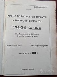 Libro tabelle dati di tiro cannone 90/53 ww2