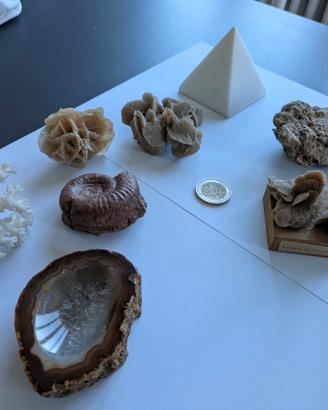 Rose del deserto, piramide selenite,agata, fossili