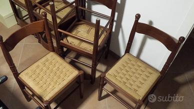 8 sedie (6 con seduta in paglia + 2 con cuscino)