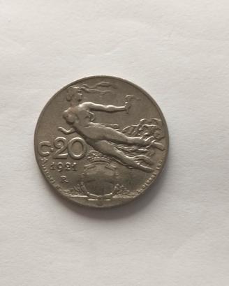 moneta 20 centesimi del 1921