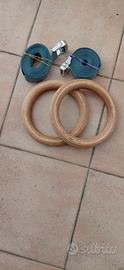 Anelli per ginnastica in legno completi di cinghie