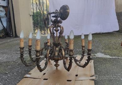 Lampadario in ottone a 8 bracci