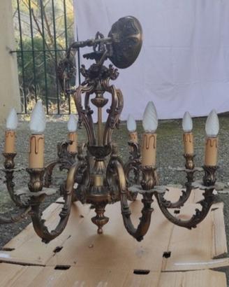 Lampadario in ottone a 8 bracci