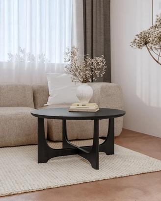 Tavolino rotondo 80x40h cm in legno di mango Nero