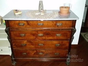 Antico comò con marmo cassettone '800