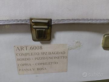completo letto matrimoniale cotone e raso pizzo
