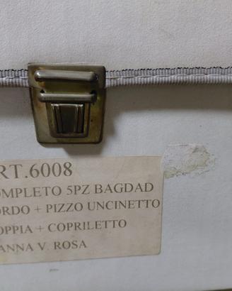 completo letto matrimoniale cotone e raso pizzo