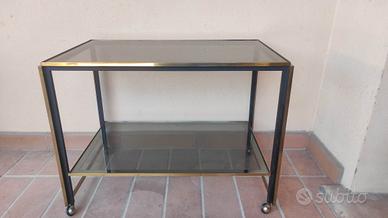 Carrellino tavolino con ruote in cristallo e otton