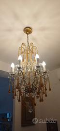 LAMPADARIO DI CRISTALLO gocce arancione