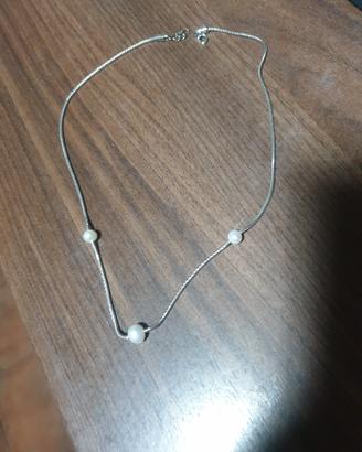 collana girocollo con 3 perline (bigiotteria)
