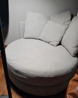 Poltrona rotonda grigia 2 pezzi con cuscini